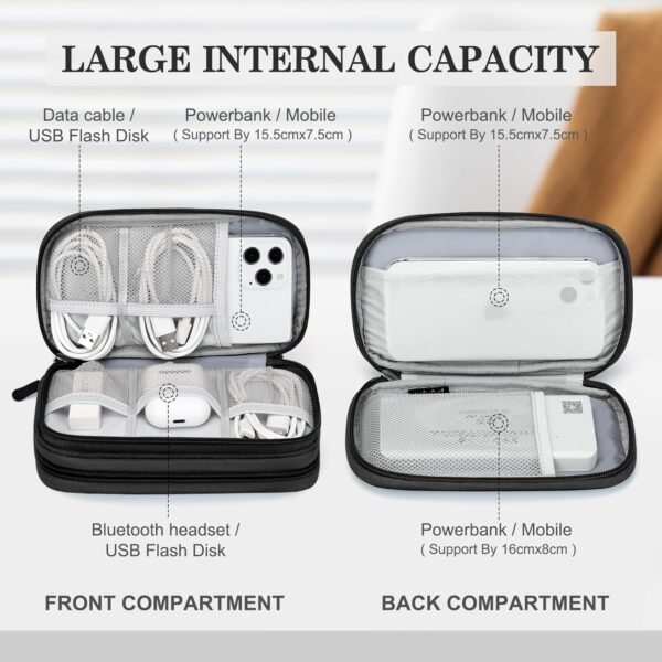 715e48yxzGL._AC_SL1500_.jpg FYY Travel Cable Organizer Pouch Electronic Accessories Carry Case Portable Waterproof Double Layers All-in-One Storage Bag for Cord, Charger, Phone, Earphone Black