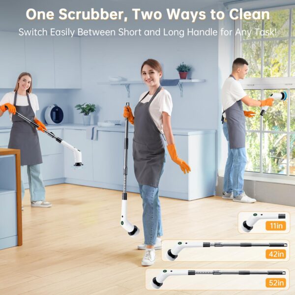 715mtMlWVcL._AC_SL1500_.jpg PUFTEM Electric Spin Scrubber, Cordless Shower Scrubber with 8 Scrub Brush, 2 Speed with Adjustable Extension Handle, Battery Level Display, Power Scrubber for Bathroom Bathtub Tile Floor (Black)