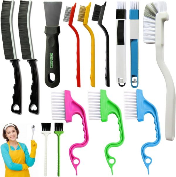 7163jdR9EuL._AC_SL1500_.jpg 14Pcs Small Crevice Cleaning Brush Set, Groove Gap Cleaning Tool for Cleaning Kitchen,Bathroom, Corner, Sink,Door,Window Track,Cup