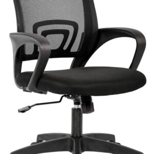 716tq9Y8WOL._AC_SL1500_.jpg BestOffice | Ergonomic Office Chair | Mid-Back Swivel Desk Chair | Breathable Backrest & Lumbar Support | Adjustable Height | Sponge Seat | Rolling Wheels | Black | for Adults & Women