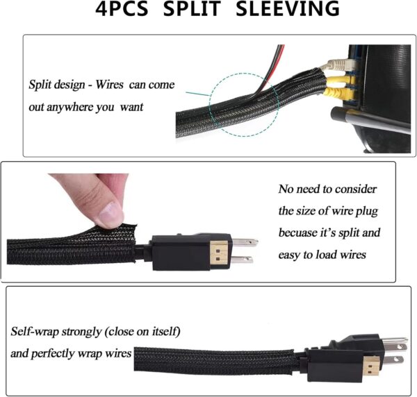 7182y0Y1DtL._AC_SL1500_.jpg N NOROCME 192 PCS Cable Management Kit 4 Wire Organizer Sleeve,11 Cable Holder,35Cord Clips 10+2 Roll Cable Organizer Straps and 100 Fastening Cable Ties for Computer TV Under Desk, black,clear