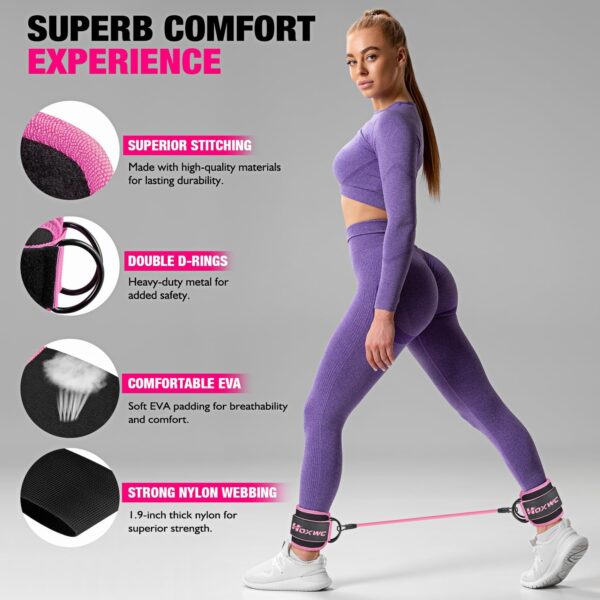718qFZvJtLL._AC_SL1500_.jpg HOXWC Ankle Resistance Bands with Cuffs, Ankle Bands for Working Out, Ankle Resistance Band for Leg, Booty Workout Equipment for Kickbacks Hip Fitness Training, Exercise Bands for Butt Lift Women