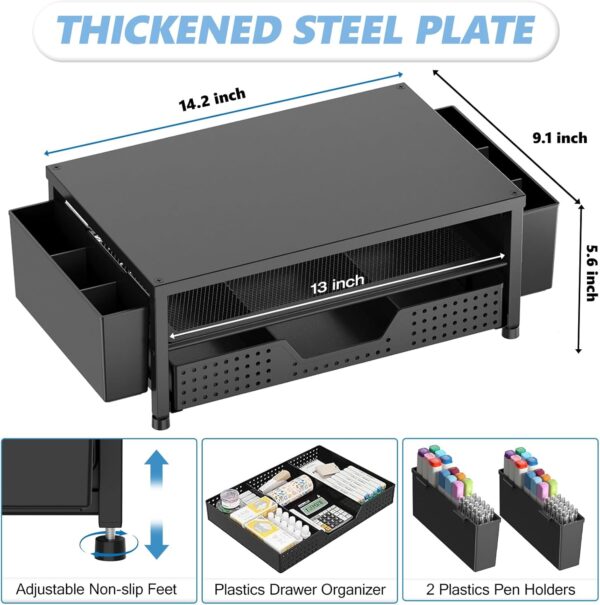 718v7KQycaL._AC_SL1500_.jpg OPNICE Desk Organizers and Accessories, Computer Monitor Stand Riser with Drawer and 2 Pen Holders, Printer & Laptop Stand, Office Desk Accessories & Workspace Organizers for Home Office Supplies, Black