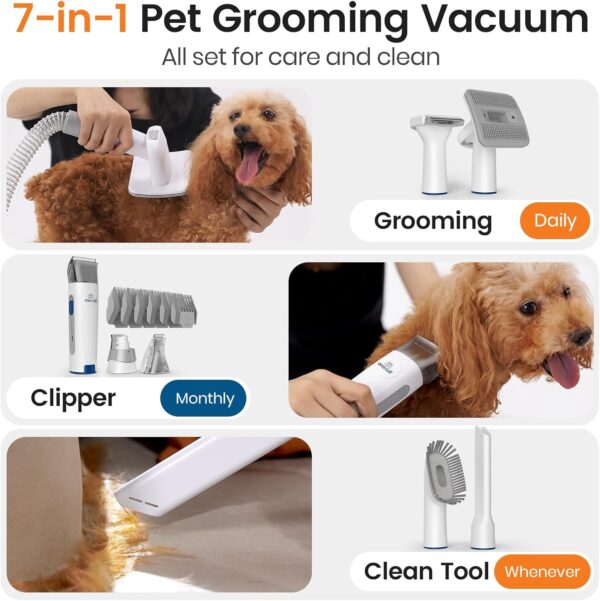 719FHUC9WrL._AC_SL1500_.jpg oneisall Dog Grooming Vacuum, Pet Grooming Vacuum with Clipper Nail Grinder, 1.5L Dust Cup Dog deshedding Brush with 7 Tools for Shedding Pet Hair, Home Cleaning(Blue)
