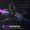 FIFINE USB/XLR Dynamic Microphone for Podcast Recording, PC Computer Gaming Streaming Mic with RGB Light, Mute Button, Headphones Jack, Desktop Stand, Vocal Mic for Singing YouTube-AmpliGame AM8