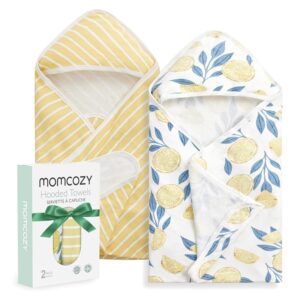 71AEbawyvL._SL1500_.jpg Momcozy Baby Towel with Hooded - Ultra Soft & Absorbent Large Bath Towel Set for Comfort & Gentle on Baby's Skin - Med Thick& Durable -Shower Gift & Bath Essential for Newborn, Infant, Toddler