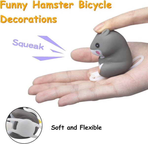 wonuu Duck Bike Bell with Light and Helmet Cute Hamster Bicycle Horn, Dashboard Decoration Hamster Motorcycle Bike Bells Rubber Duck Car Dashboard Decorations (Rainbow-Hamster)
