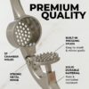 71AFkwNf1vL._AC_SL1500_.jpg Zulay Kitchen Premium Garlic Press Set - Rust Proof Professional Garlic Mincer Tool - Easy-Squeeze, Easy-Clean with Soft, Ergonomic Handle - Silicone Garlic Peeler & Brush (Silver)