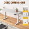 71ATGj3jy6L._AC_SL1500_.jpg Veken 55 Inch Large Electric Standing Desk,Sit to Stand Up, Heights Adjustable, Work Home Office Computer Table for Study, Walking Pad, Writing, and Games, Wooden Desktop Desks, White