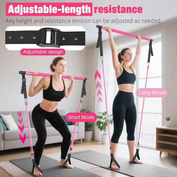 Bbtops Pilates Bar Kit with Resistance Bands,Pilates Bar with Stackable Bands Workout Equipment for Legs,Hip,Waist and Arm,Exercise Fitness Equipment for Women & Men Home Gym Yoga Pilates