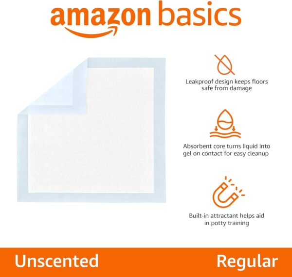 71ApeGMlewL._AC_SL1500_.jpg Amazon Basics Leak-Proof Dog and Puppy Potty Training Pee Pads with Quick-Dry 5-Layer Super Absorbent Design, Regular Size 22 x 22 inch, Blue & White, 100 Count