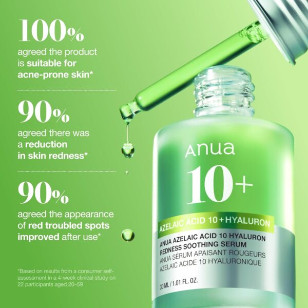 71AwKGfPhBL._SL1500_.jpg Anua Azelaic Acid 10 Hyaluron Redness Soothing Serum, Facial Serum for Blemish-Prone & Oily-Prone Skin, Lightweight & Hydrating Blemish Care, Hyaluronic Acid, Korean Skincare, 1.01 fl oz.