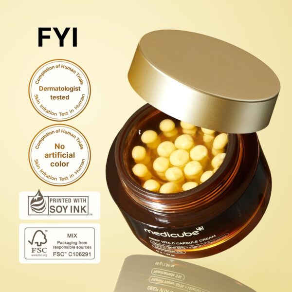 71B0B87l7tL._SL1500_.jpg medicube Capsule Cream with Deep Vitamin C | Liposome Vitamin C Golden Capsule for Radiance & Firm-Looking Skin | Hydrating Glow Gel Texture | Korean Skincare, 1.94 oz
