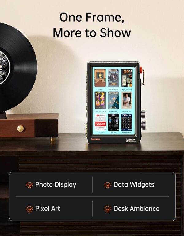 71BIN0FzOkL._AC_SL1500_.jpg Divoom TimesFrame – 10.1" WiFi 6 Digital Picture Frame & Smart Desk Display, No Subscription | 64GB | Send Photos, Videos & AI Styles + Live Widgets (Weather, Calendar, etc)–Perfect Personalized Gift