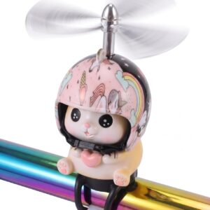 71BU2ER3E8L._AC_SL1500_.jpg Cat Bike Bell Accessories, Resin Handlebars with Propeller Helmet, Mount Cat Figurine for Girls Boy, Bicycle Motorcycle Car Decoration Dashboard Ornament