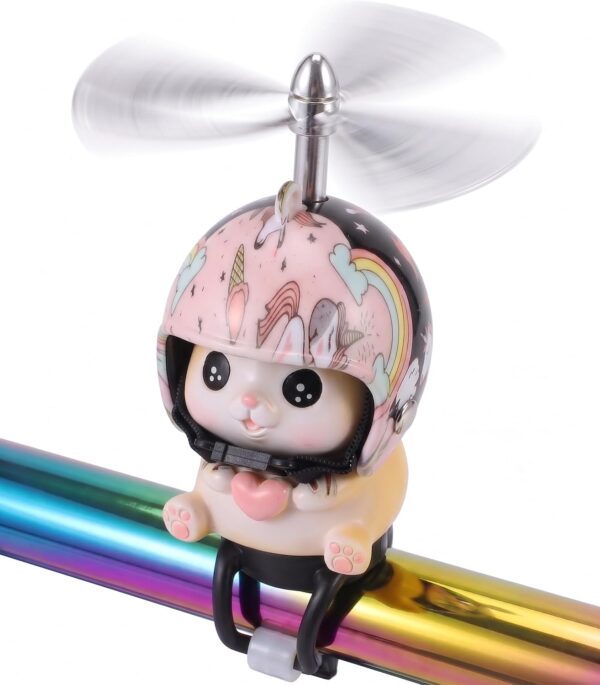 71BU2ER3E8L._AC_SL1500_.jpg Cat Bike Bell Accessories, Resin Handlebars with Propeller Helmet, Mount Cat Figurine for Girls Boy, Bicycle Motorcycle Car Decoration Dashboard Ornament