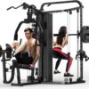SunHome Multifunction Home Gym Equipment Workout Station, Smith Machine with 138LB Weight Stack, Leg Press, LAT Station for Full Body Training