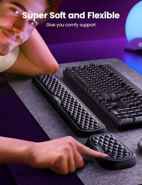 71C-7TAfCfL._AC_SL1500_.jpg Vaydeer Wrist Rest for Keyboard and Mouse, Computer Ergonomic Wrist Support Pad, Soft Memory Foam Arm Cushion for Desk, Palm Hand Office Laptop Typing