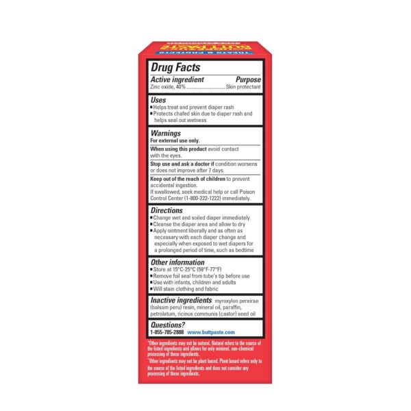 71CQrM-WSVL._SL1500_.jpg Boudreaux’s Butt Paste Max Strength Diaper Rash Cream for Baby, Ointment With Zinc Oxide, 2 oz Tube