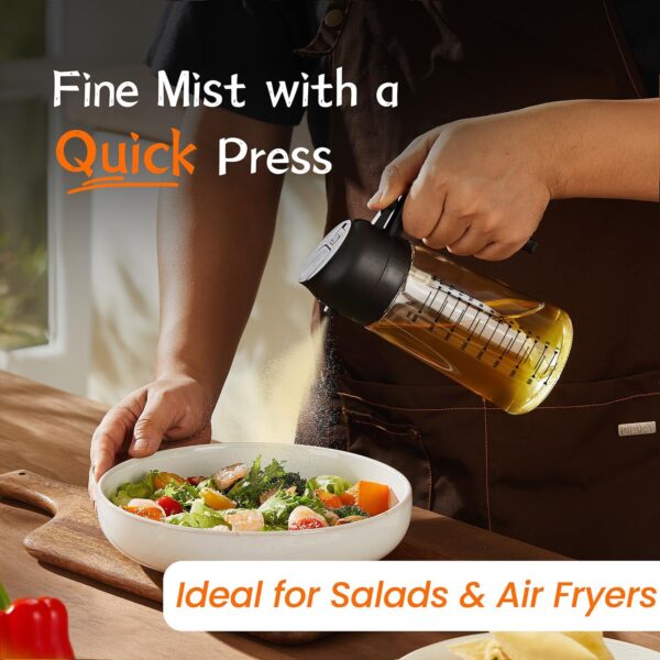 71D0YlcJ0L._AC_SL1500_.jpg TrendPlain 16oz/470ml Glass Olive Oil Sprayer for Cooking – 2 in 1 Olive Oil Dispenser Bottle for Kitchen Gadgets and Air Fryer Accessories, Salad, BBQ - Black