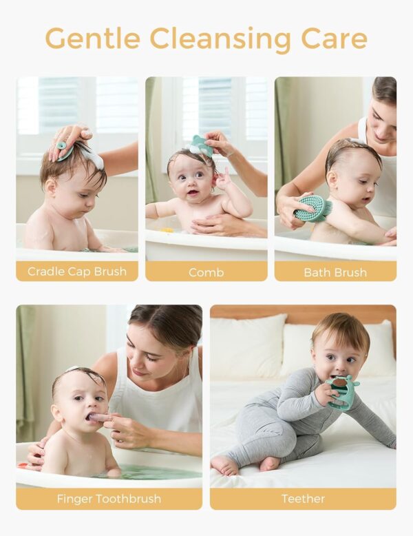 71DFu1jEzL._AC_SL1500_.jpg Momcozy Elite Baby Kit, Superior Baby Shower & Registry Essential Kit for Grooming & Health & Cleansing Care, Electric Nail File & Nasal Aspirator,Tummy Wrap,Thermometer,Bath Brush,Teether,Storage Bag