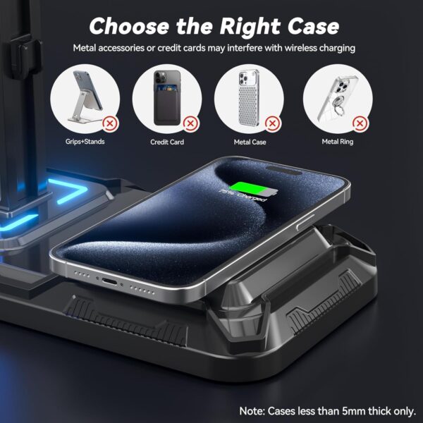 71DL9MIOTfL._AC_SL1500_.jpg KDD Headphone & Controller Stand with Wireless Charging - Rotatable Headset Stand with 9 Light Modes - Controller Holder with 2 USB and Type C Ports - for Gamers Desktop Accessories