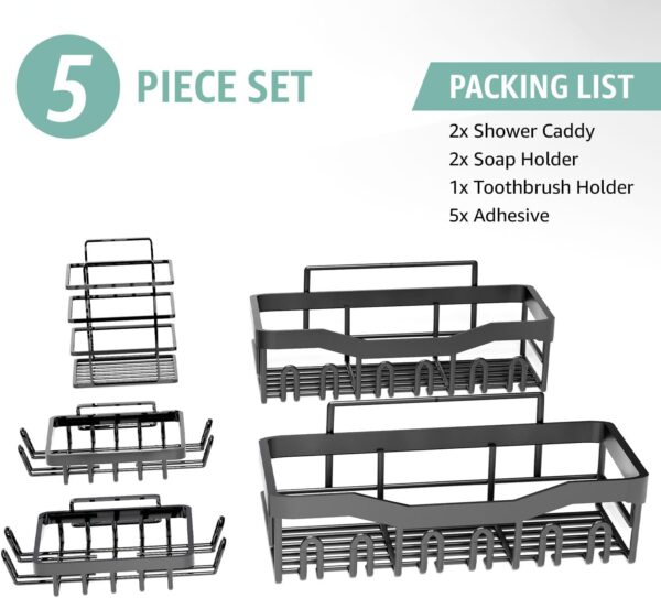71Di-qtbiLL._AC_SL1500_.jpg GD Adhesive Shower Caddy 5 Pack – Rustproof Stainless Steel No-Drill Bathroom Organizer Shelves with Large Capacity, Waterproof Storage Racks for Shower, Kitchen, Dorm, Apartment, and Home