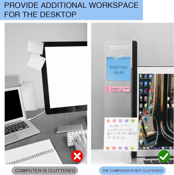 Office Desk Accessories 2pcs Multifunction Computer Monitor Memo Board - Transparent Computer Side Panel Memo Creative Monitor Side Panel Suitable for Office Home Desktop
