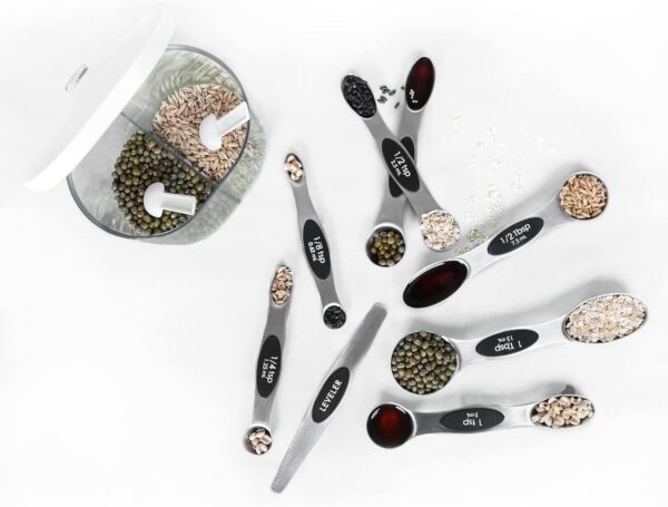 71E751FGrvL._AC_SL1500_.jpg Magnetic Measuring Spoons Set Stainless Steel with Leveler, Stackable Metal Tablespoon Measure Spoon for Baking, Cups and Spoon Set Kitchen Gadgets Apartment Essentials Fits in Spice Jars