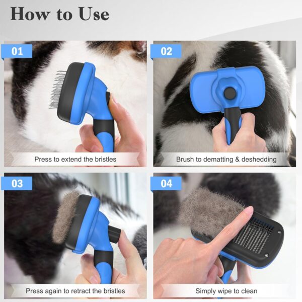 71EDM0q2oL._SL1500_.jpg Swihauk Self Cleaning Slicker Brush - Skin Friendly Deshedding Grooming Tool for Dogs & Cats, Suitable for Shedding & Haired Pets, with Pet Supplies Accessories, Blue