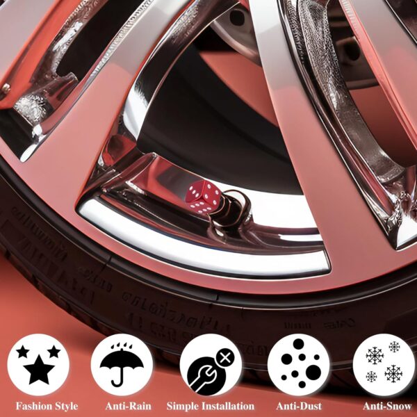 71EgWsEYCPL._AC_SL1500_.jpg 4PCS Dice Style Tire Valve Stem Caps, with O Rubber Ring, Universal Aluminium Alloy Dustproof Tire Valve Stem Covers for Cars, SUV, Trucks, Bikes, Motorcycles, Bicycles(Red)