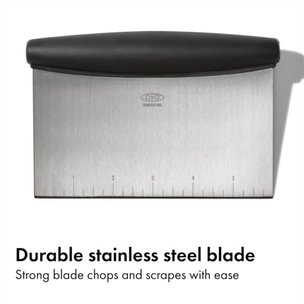OXO Good Grips Stainless Steel Multi-Purpose Scraper & Chopper, Dough Cutter for Pizza, Bread and Cookie Dough, Multi-Purpose Vegetable Chopper, Dishwasher-Safe Kitchen Essential