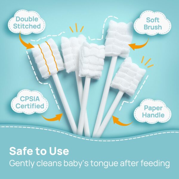 Papablic Baby Tongue Cleaner, Baby Oral Cleaner, Disposable Infant Mouth Cleaner Newborn, Upgrade Gum Cleaner with Paper Handle for Infants Ages 0-2 Years, 40 Pack