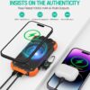 BLAVOR Solar Power Bank 10,000mAh, Portable Wireless Charger, 20W Fast Charging External Battery Pack with USB C for Cell Phones, Solar Panel Charging with Dual Flashlight for Camping
