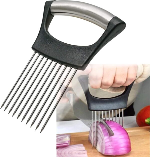 71GTPDTsoPL._AC_SL1500_.jpg Stainless Steel Onion Holder for Slicing,Onion Slicer Holder,Onion Cutter for Slicing of Onions,Tomatoes,Avocados,Eggs and Other Vegetables,KItchen Utensils