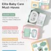 71GnKR6N5wL._AC_SL1500_.jpg Momcozy Elite Baby Kit, Superior Baby Shower & Registry Essential Kit for Grooming & Health & Cleansing Care, Electric Nail File & Nasal Aspirator,Tummy Wrap,Thermometer,Bath Brush,Teether,Storage Bag