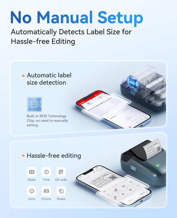 71GzdcIaqcL._AC_SL1500_.jpg NIIMBOT B1 Label Maker Machine, Thermal Label Printer Easy to Use for Office, Home, Business, Came with 1 Roll White Label(Blue)
