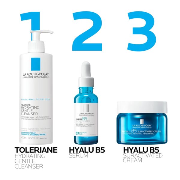 La Roche-Posay Hyalu B5 Pure Hyaluronic Acid Serum for Face, Vitamin B5 + Hyaluronic Acid + Madecassoside, Hydrating Serum Visibly Plumps Skin, Sensitive Skin Safe, Anti Aging, Oil-Free