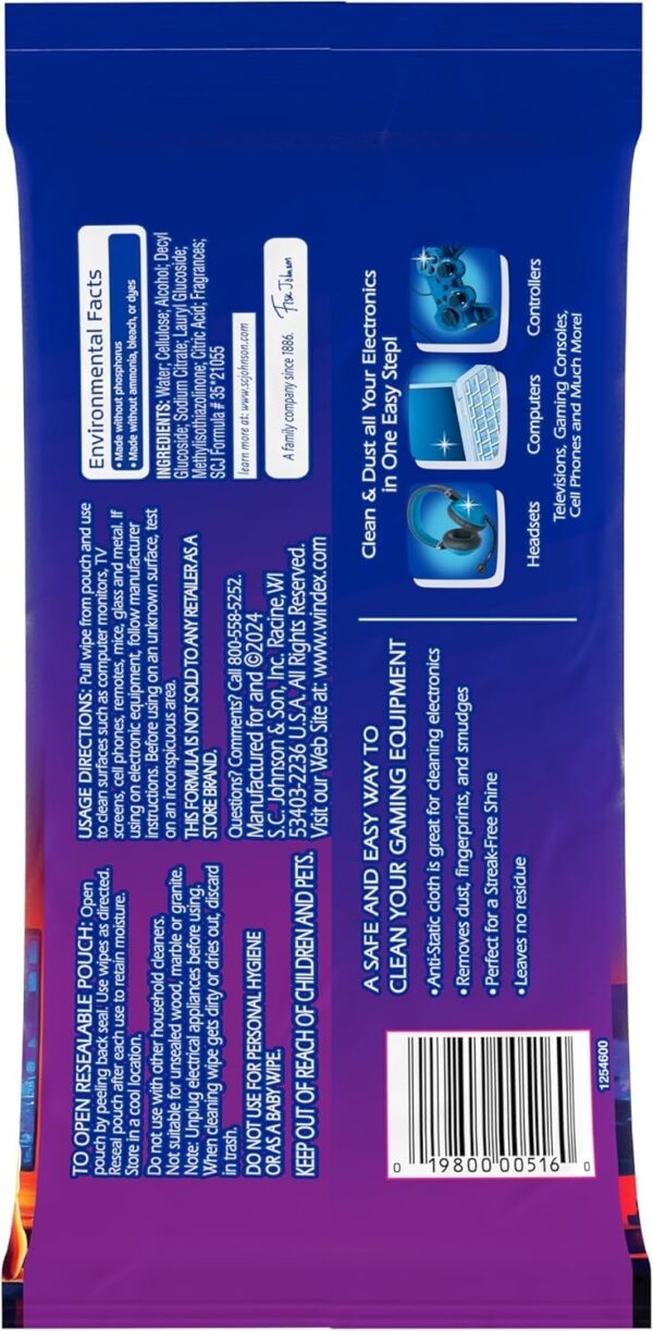 71Ho9zz2N8L._AC_SL1500_.jpg Windex Gaming Cleaning Wipes, Pre-Moistened Wipes to Instantly Clean all Gaming Gear and Electronics, Resealable Packaging for a Freshness Lock, 25 count (Pack of 1)