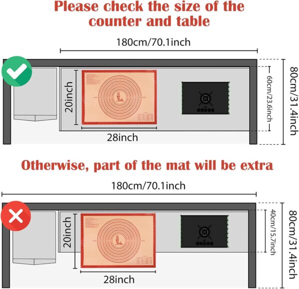 71Hr40tQZL._AC_SL1500_.jpg Non-slip Silicone Pastry Mat Extra Large with Measurements 28''By 20'' for Silicone Baking Mat, Counter, Dough Rolling, Oven Liner,Fondant/Pie Crust By Folksy Super Kitchen Red