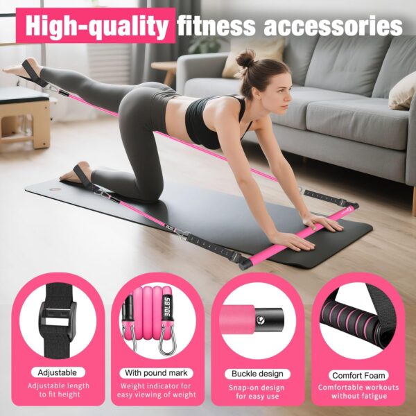 Bbtops Pilates Bar Kit with Resistance Bands,Pilates Bar with Stackable Bands Workout Equipment for Legs,Hip,Waist and Arm,Exercise Fitness Equipment for Women & Men Home Gym Yoga Pilates