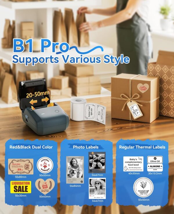 NIIMBOT B1 Pro Label Maker, 300DPI HD Label Printer, Ideal for Photos,Stores,Notes,Study Graphics, Small Business, Comes with 3 Rolls of Labels