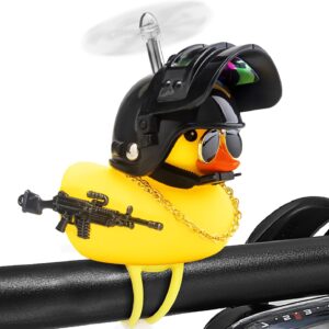 71J3SVASZBL._AC_SL1500_.jpg wonuu Rubber Duck Bike Bell, Squeeze Ducks with Helmet for Cycling Car Dashboard Decorations Motorcycle Bicycle Accessories