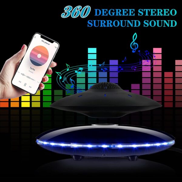 71J3qIpe1OS._AC_SL1500_.jpg Magnetic Levitating Bluetooth Speaker, Levitating UFO Speakers with LED Lights, 360 Degree Rotation,Wireless Floating Speakers for Home Office Decor Cool Tech Gadgets,Creative Gifts