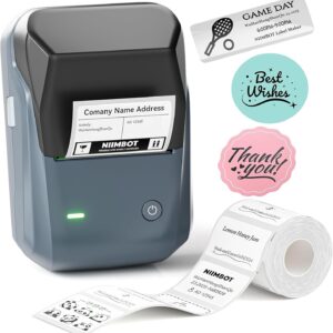 71JFB81r7ML._AC_SL1500_.jpg NIIMBOT B1 Label Maker Machine, Thermal Label Printer Easy to Use for Office, Home, Business, Came with 1 Roll White Label(Blue)