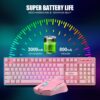 71JKCWdMcIL._AC_SL1500_.jpg RedThunder K10 Wireless Gaming Keyboard and Mouse Combo, LED Backlit Rechargeable 3800mAh Battery, Mechanical Feel Anti-ghosting Keyboard + 7D 3200DPI Mice for PC Gamer (Pink)