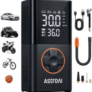 71JfTGoHzqL._AC_SL1500_.jpg AstroAI L7 Tire Inflator Portable Air Compressor Cordless Mini Bike Pump with Digital Dual Values Display, 150 PSI Car Tires Air Pump with LED Lights&Pressure Gauge for Auto, Motorcycles, Bikes, Balls