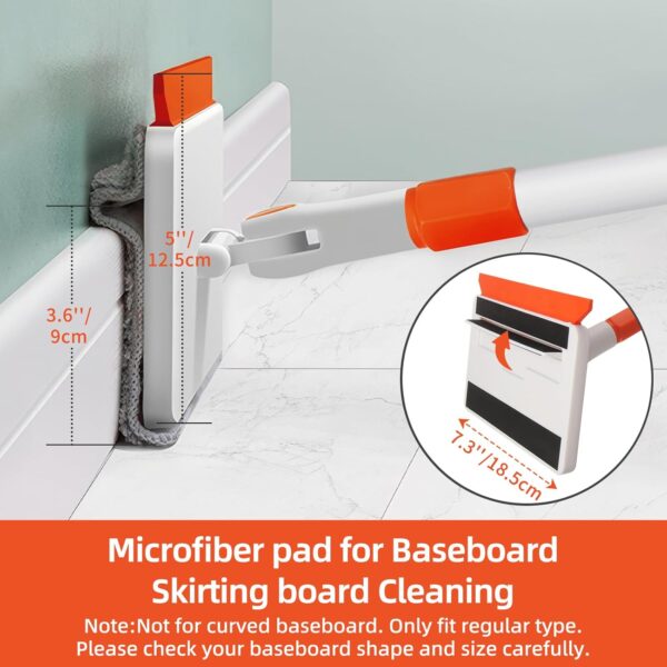 71JiJ9CCIVL._AC_SL1500_.jpg Baseboard Cleaner Tool with Handle, Extendable Long Handle Baseboard Cleaning Duster with Reusable Pads for Floorboard, Ceiling Fan Blade Cleaner Duster (Gray)