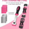 71JlSTbsR8L._AC_SL1500_.jpg Ywmoml 3 Pack Razor Blade Scraper Set, Includes 30 Plastic & 30 Metal Blades, Multi-Purpose Tool for Glass, Cooktop, Sticker Removal, Paint & Gum Cleaning (Pink)