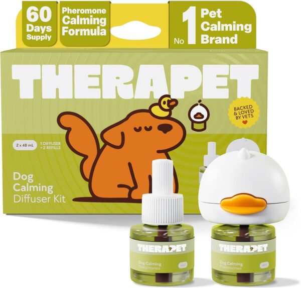 71K0cEg0spL._AC_SL1500_.jpg TheraPet MD 60-Day Dog Calming Diffuser Kit - Dog Pheromone Diffuser for Stress, Destructive Behavior, Pee Accidents, Separation Anxiety, Barking, Aggression & Chewing - 60-Day Refills Included